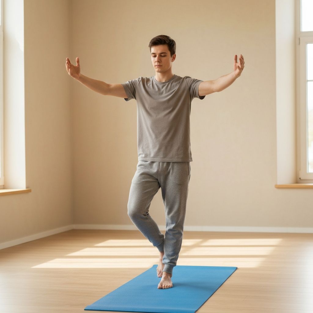 Balanceübung auf einer Matte